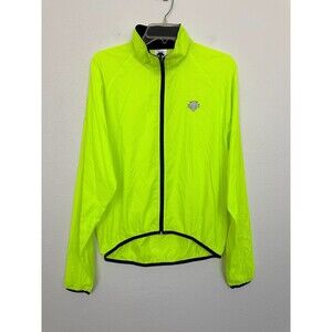 Descente Velom Cycling Windbreaker Jacket Full Zip Lightweight Neon Yellow Men M